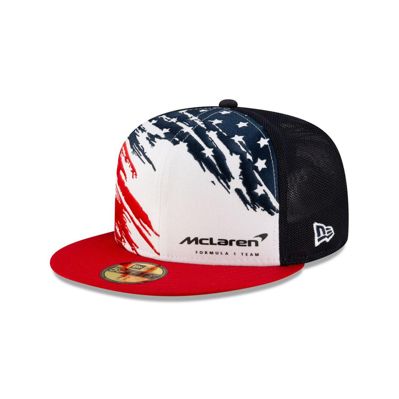 New Era '24 Austin Race McLaren White Blue Black 59Fifty 5950 Patch Fitted