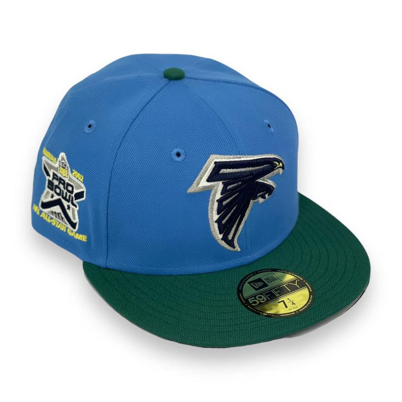 New Era Atlanta Falcons Sky '02 Pro Bowl Blue Green 59Fifty 5950 Patch Fitted