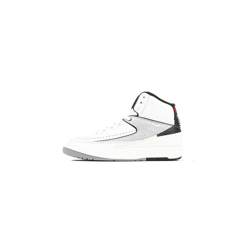 Kidsc Nike Air Jordan 2 Retro GS White Fire Red-Black Sail Grey Sneaker Shoe