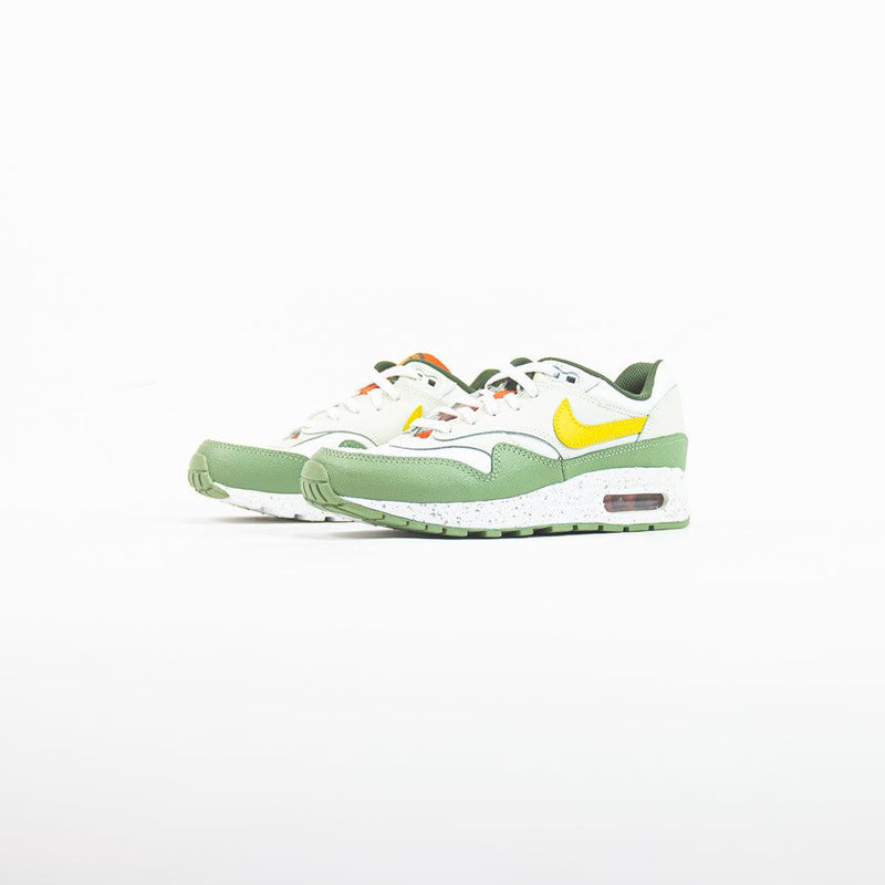 Kids Nike Air Max 1 SE GS Summit White Vivid Sulfur Green Yellow Orange Sneaker