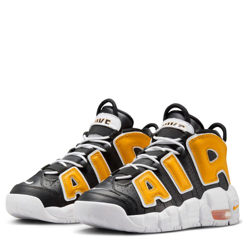 Kids Nike Air More Uptempo Black University Gold White FN0262-001 Sneaker Shoe