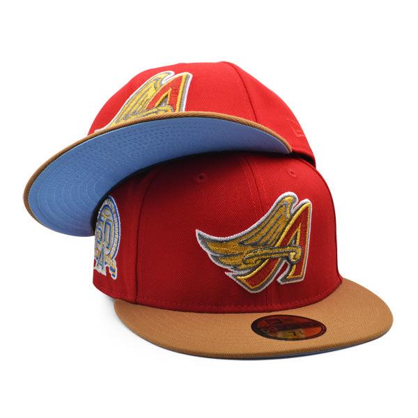 New Era Anaheim Angels 50th Anni Red Bronze Blue 59Fifty 5950 Patch Fitted Hat