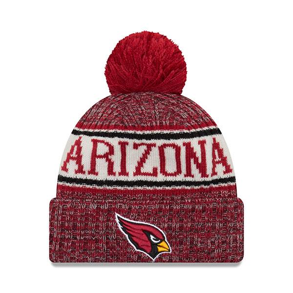 New Era Arizona Cardinals '18 NFL On-Field SPORT Red White KNIT Cuffed Pom Hat