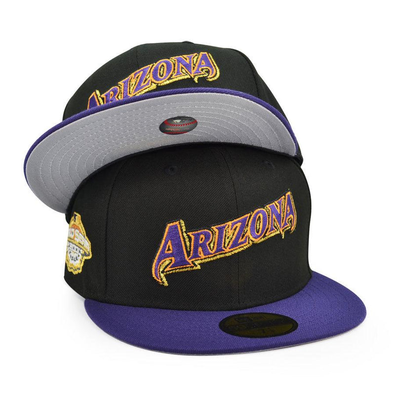 New Era Arizona Diamondbacks '01 WS Black Purple 59Fifty 5950 Patch Fitted Hat