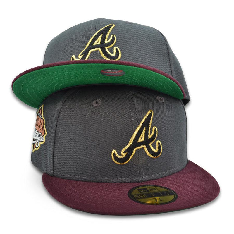 New Era Atlanta Braves'99 WS Graphite Maroon Black Yellow Green 59Fifty 5950 Fitted