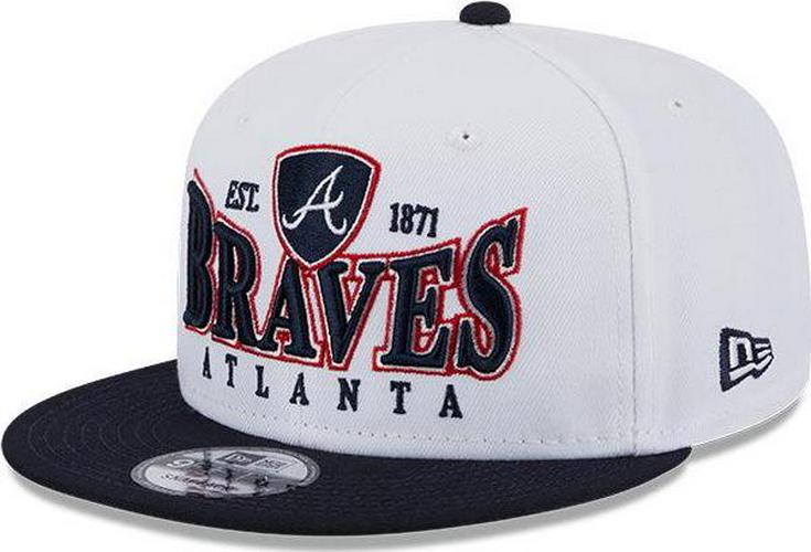 NEW ERA Atlanta Braves CREST Navy Blue Red Gray Black 9Fifty 950 Patch Snapback