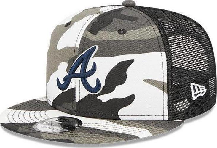 New Era Atlanta Braves Camo Gray White Black Blue 9Fifty 950 Patch Snapback Hat
