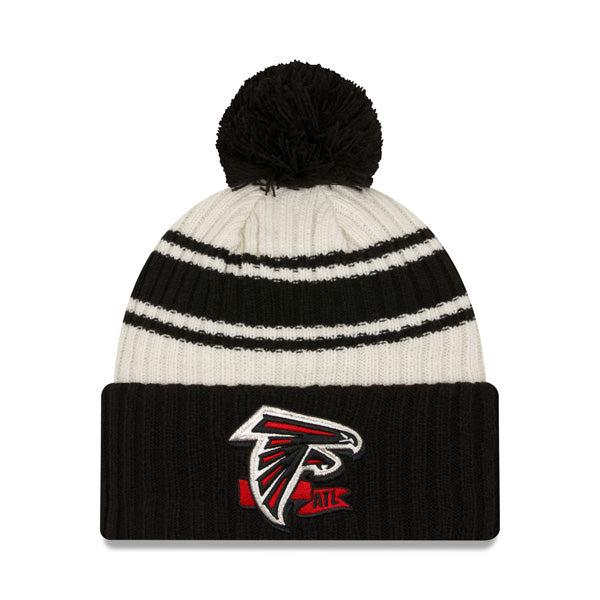 New Era Atlanta Falcons '22 Sideline Sport Cream Black Cuffed Pom Knit Hat