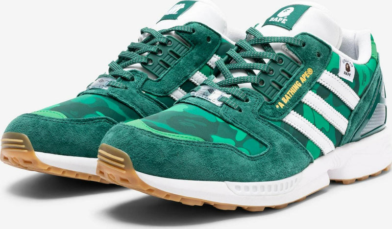 ADIDAS BAPE ZX 8000 Green White Beige Gum Brown FY8851 Sneaker Shoe Trainer