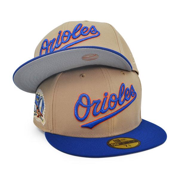 New Era Baltimore Orioles 50th Ann Tan Khaki Blue Gray 59Fifty 5950 Patch Fitted