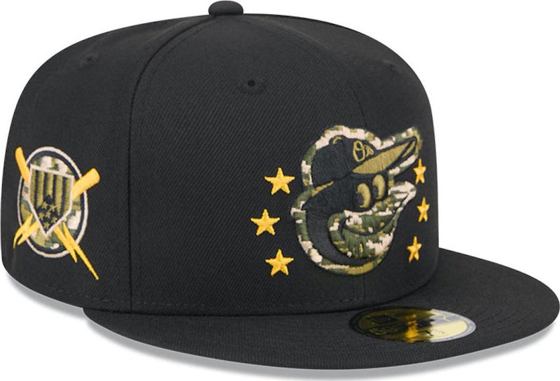 New Era Baltimore Orioles '24 Armed Forces Green Camo 59Fifty 5950 Patch Fitted