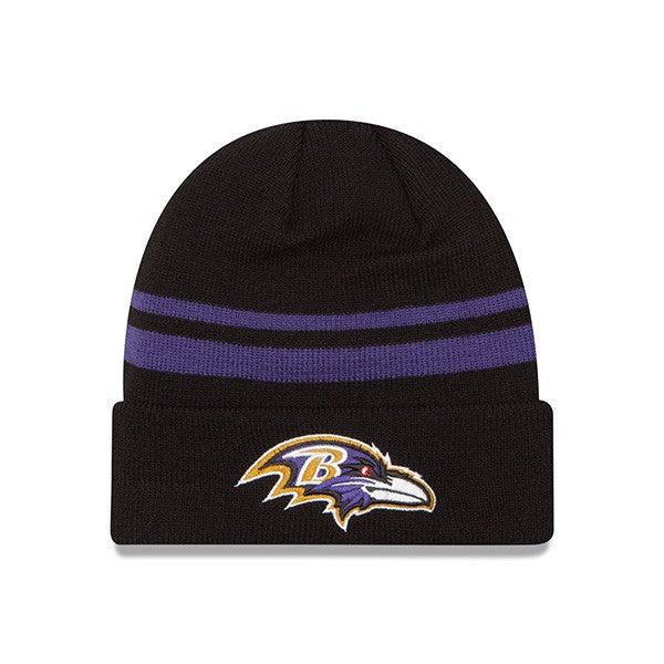 New Era Baltimore Ravens STRIPED Black Purple Yellow White Cuffed Knit Hat