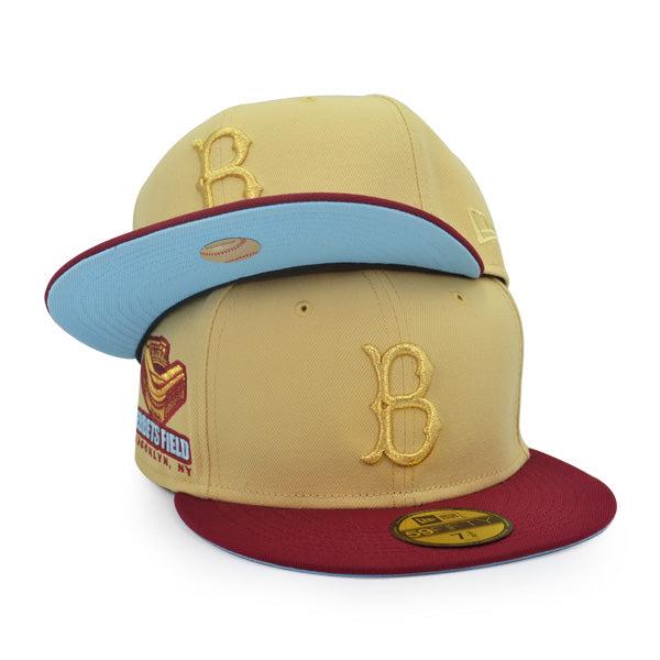 New Era Brooklyn Dodgers EBBETS Tan Cardinal Red Blue 59Fifty 5950 Patch Fitted