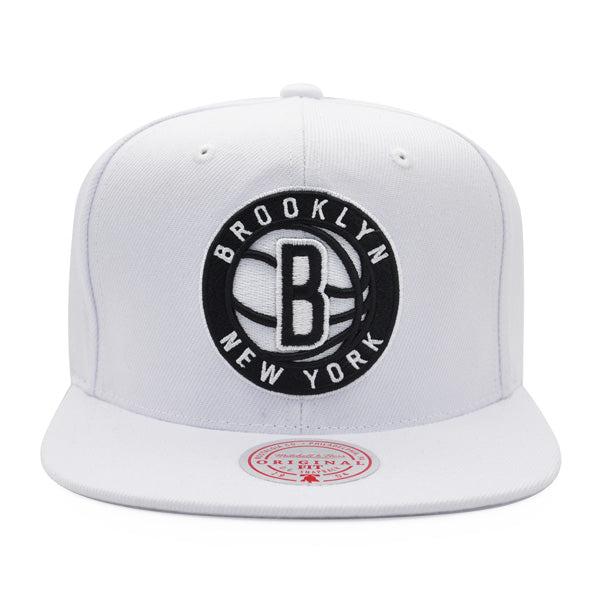 Mitchell And Ness Brooklyn Nets CLASSIC WHITE Black Patch Snapback Cap Hat