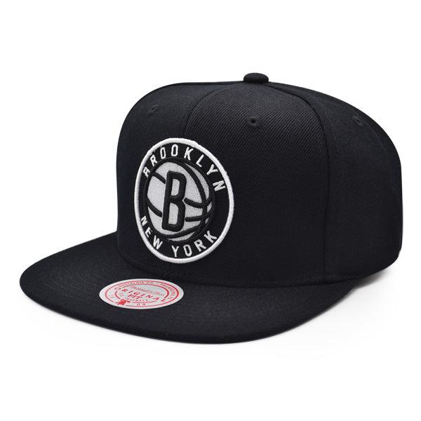 Mitchell And Ness Brooklyn Nets CLASSIC BBALL Black White Gray Patch Snapback