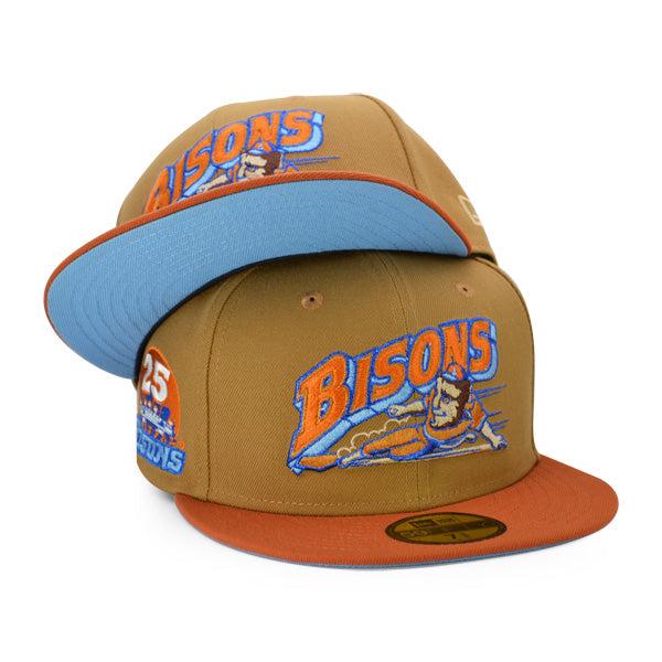 New Era Buffalo Bisons 25th Anni Brown Orange Sky Blue 59Fifty 5950 Patch Fitted