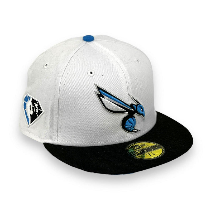 New Era Charlotte Hornets NBA 75th Anni Black Blue 59Fifty 5950 Patch Fitted Hat