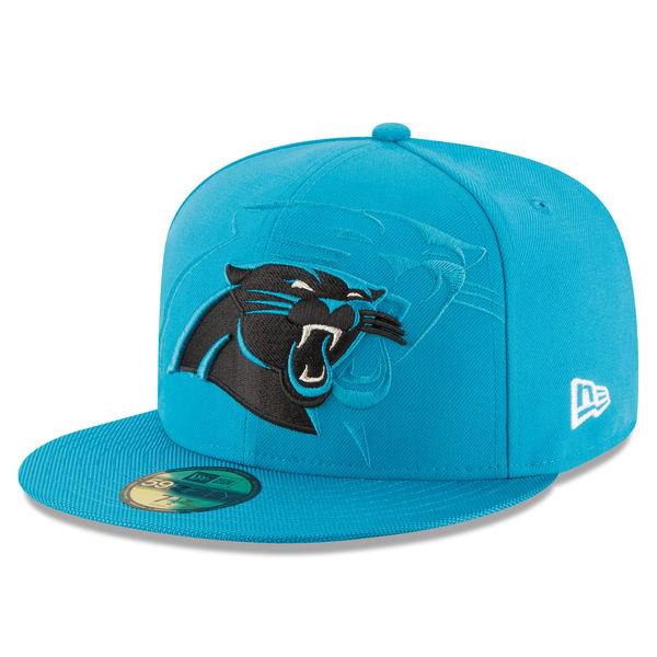 New Era Carolina Panthers '16 NFL Sky Blue Black 59Fifty 5950 Patch Fitted Hat