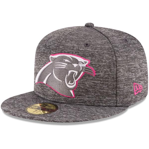 New Era Carolina Panthers '16 NFL BCA Gray White Pink 59Fifty 5950 Patch Fitted