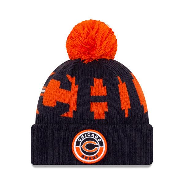 New Era Chicago Bears '20 NFL Official Sport Black Orange Pom Cuffed Knit Hat