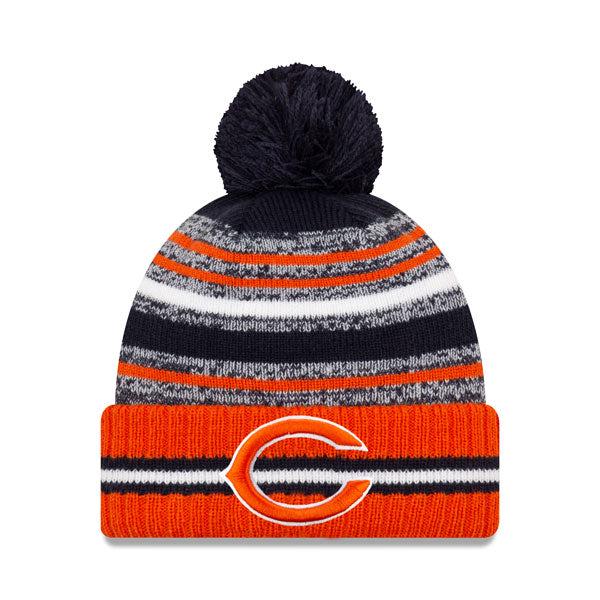 New Era Chicago Bears '21 Official NFL Red Black White Sport Pom Cuffed Knit Hat