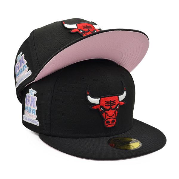 New Era Chicago Bulls 6X CHAMP Black Red Pink 59Fifty 5950 Patch Fitted Cap Hat