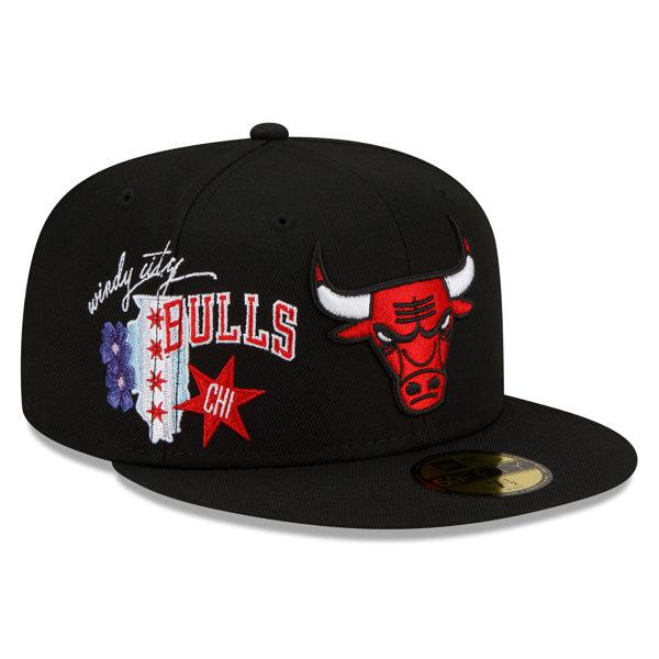 New Era Chicago Bulls CLUSTER Black Red Gray 59Fifty 5950 Patch Fitted Cap Hat
