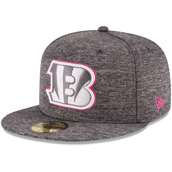 NEW ERA Cincinnati Bengals '16 NFL BCA Gray White Pink 59Fifty 5950 Patch Fitted