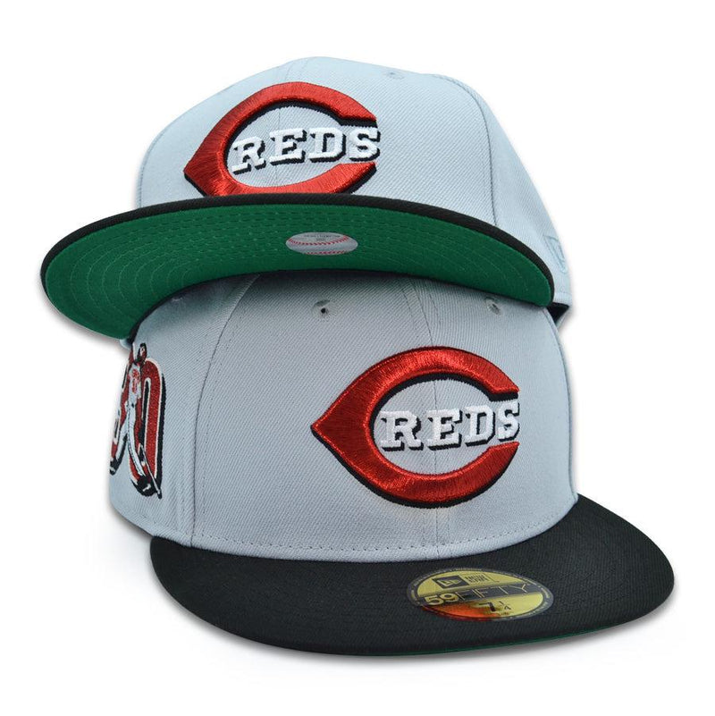 New Era Cincinnati Reds Snow Gray White Red Black 59Fifty 5950 Patch Fitted Hat