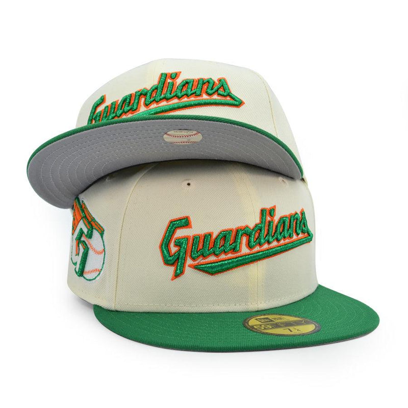 New Era Cleveland Guardian Indians Fastball Green Gray 59Fifty 5950 Patch Fitted