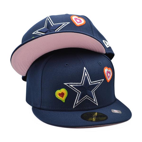 New Era Dallas Cowboys Chain Hearts Navy Red Pink 59Fifty 5950 Patch Fitted Hat