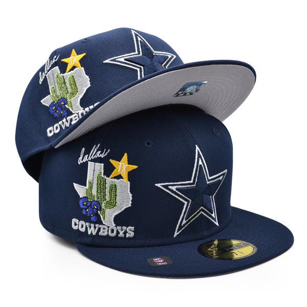 New Era Dallas Cowboys Navy Blue White Gray 59Fifty 5950 Patch Fitted Cap Hat