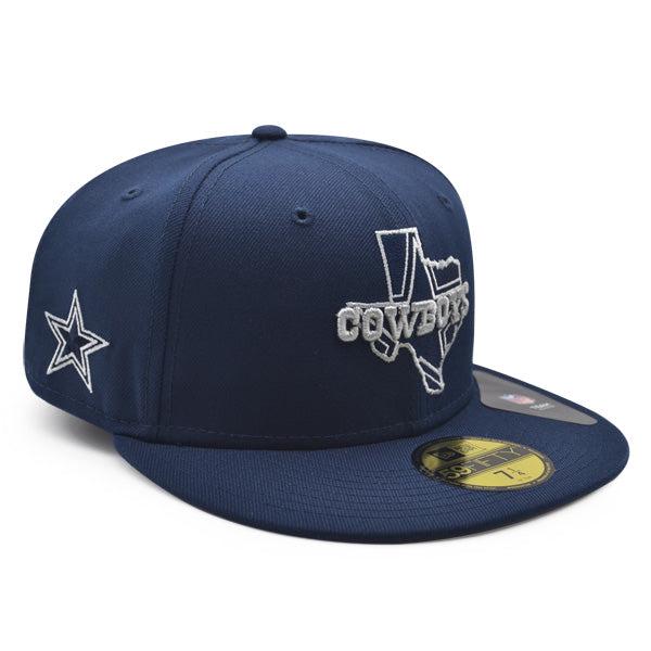 New Era Dallas Cowboys Navy Blue White Gray 59Fifty 5950 Patch Fitted Cap Hat
