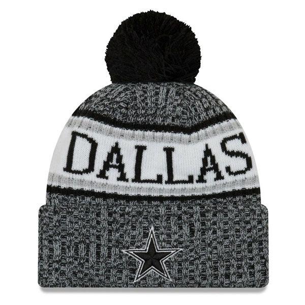 New Era Dallas Cowboys '18 NFL Black White Grey Pom Cuffed Knit