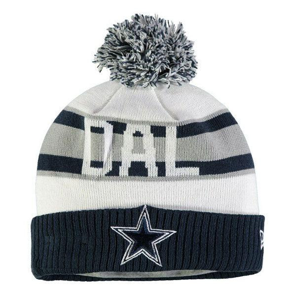 New Era Dallas Cowboys Vintage DAL White Navy Blue Grey Pom Cuffed Knit