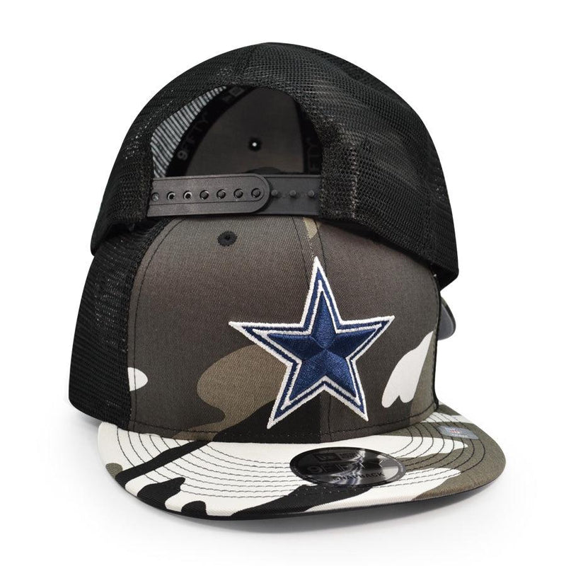 New Era Dallas Cowboys Camo Navy Blue Gray Black White 9Fifty 950 Patch Snapback