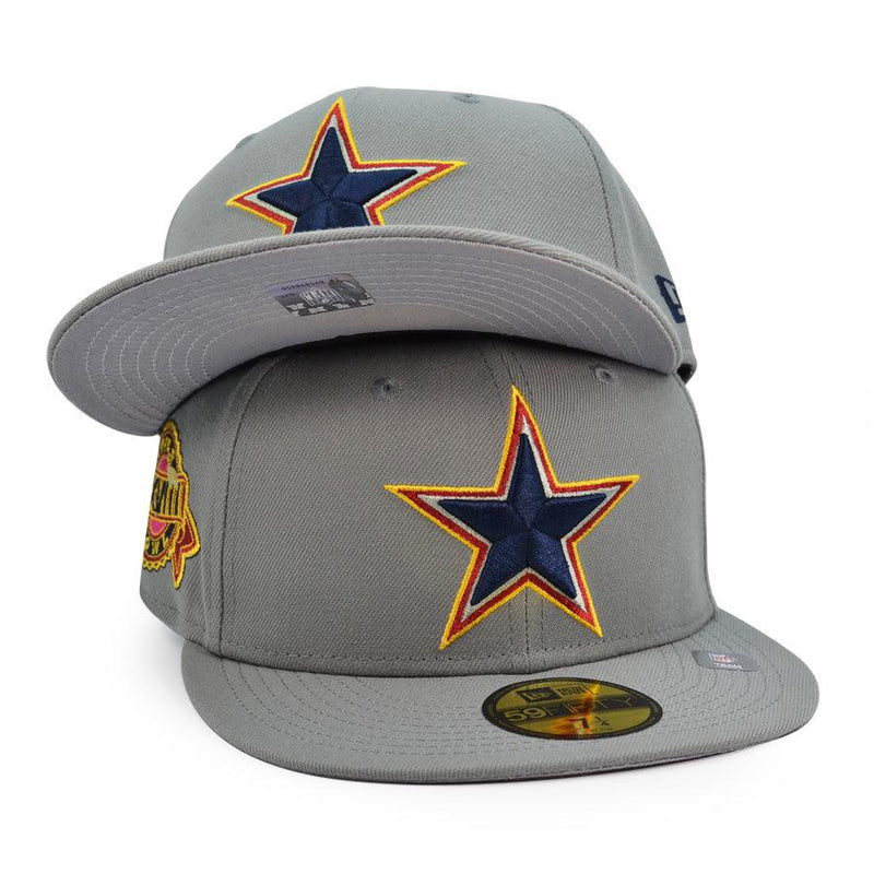 New Era Dallas Cowboys Gray Blue Yellow Red White 59Fifty 5950 Patch Fitted Hat