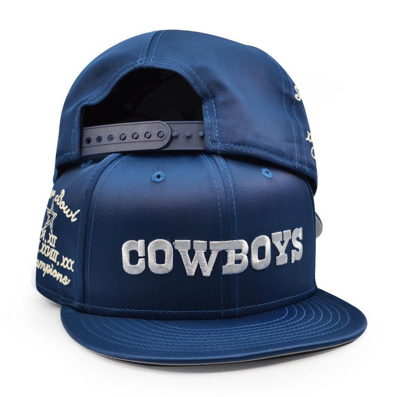 New Era Dallas Cowboys Navy Blue Satin White 9Fifty 950 Patch Snapback Cap Hat