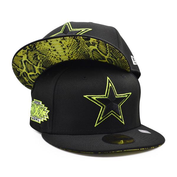 New Era Dallas Cowboys Black Lime Green Snake 59Fifty 5950 Patch Fitted Cap Hat