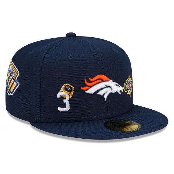 New Era Denver Broncos RING COUNT Navy White Gray 59Fifty 5950 Patch Fitted Hat