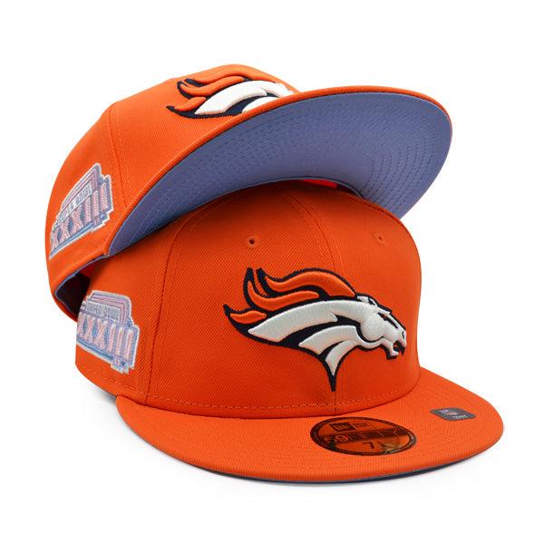New Era Denver Broncos SB33 Purple Pink Lavender White 59Fifty 5950 Patch Fitted