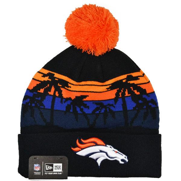 New Era Denver Broncos Black Orange Blue White Silver NFL Pom Cuffed Knit