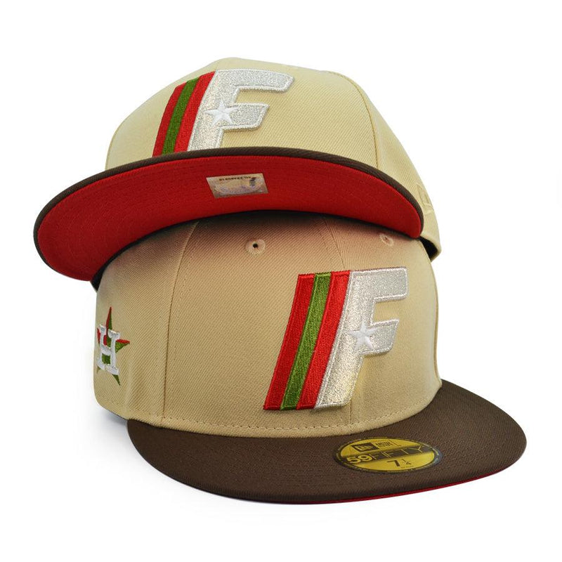 New Era Fayetteville Woodpeckers Vegas Gold Walnut Brown Red 59Fifty 5950 Fitted