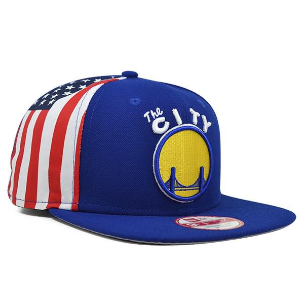 New Era Golden State Warriors Blue Yellow USA Flag 9Fifty 950 Patch Snapback