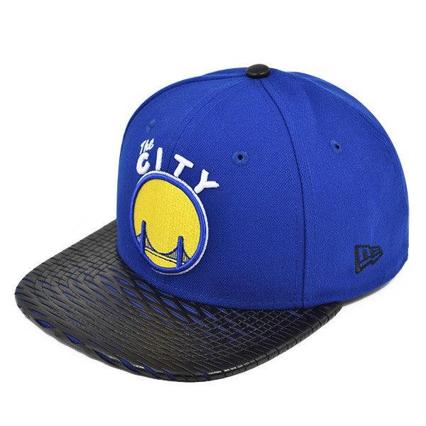 New Era Golden State Warriors LEATHER RIP Yellow Black Gray 9Fifty 950 Snapback