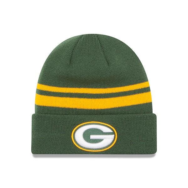 New Era Green Bay Packers STRIPED NFL Green Yellow White Cuffed Knit Hat
