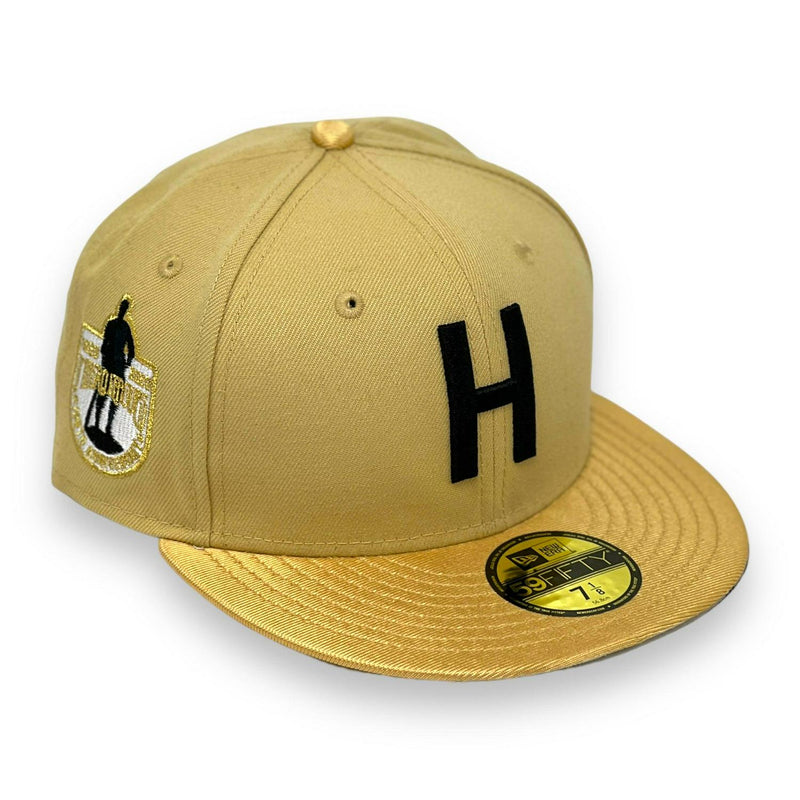 New Era Hillsdale Giants 100th Anni Gold Black Beige 59Fifty 5950 Patch Fitted