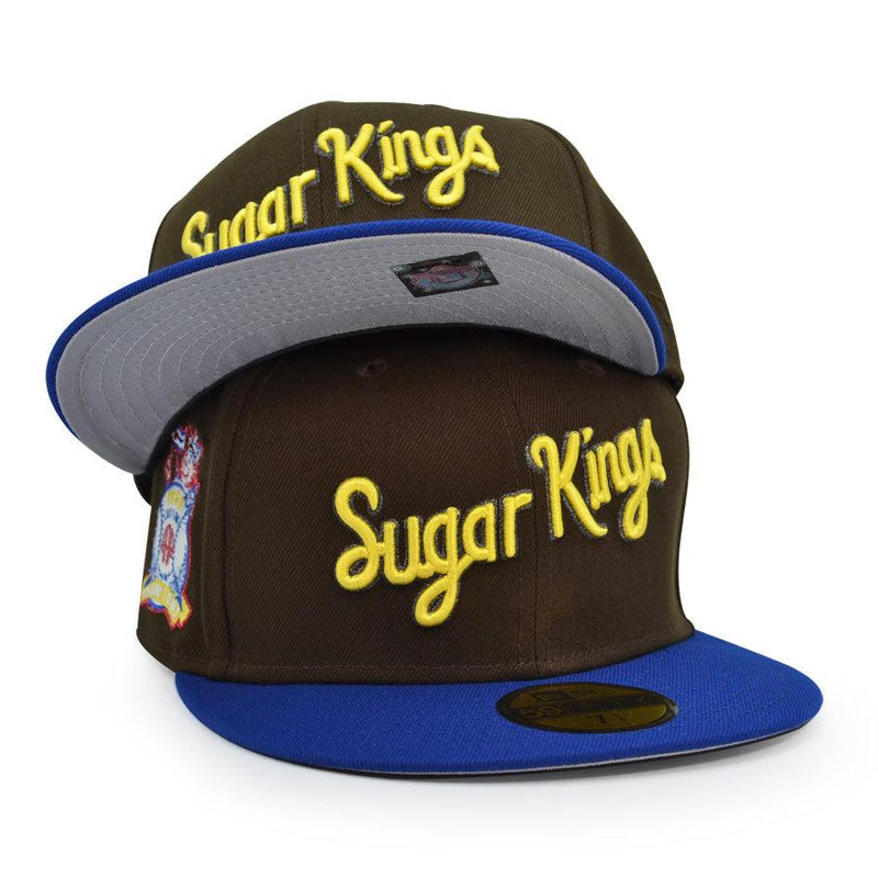 New Era Havana Sugar Kings '59 Champ Yellow Royal Gray 59Fifty 5950 Patch Fitted