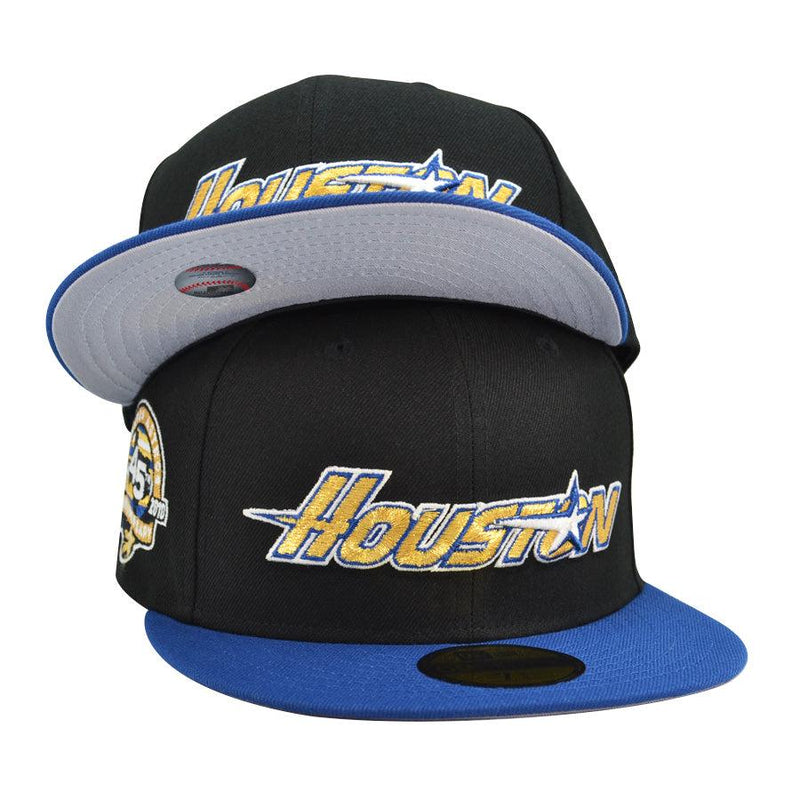 New Era Houston Astros 45 YRS Royal Blue Yellow Gray 59Fifty 5950 Patch Fitted