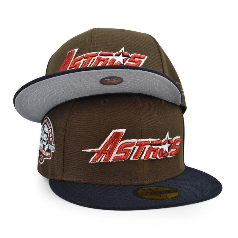 New Era Houston Astros 45th Anni Walnut Navy Blue Red 59Fifty 5950 Patch Fitted